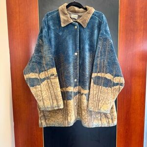 ColdWater Creek Blanket Jacket Size 3X Plush Teddy Sherpa Barn Coat Chore Coat